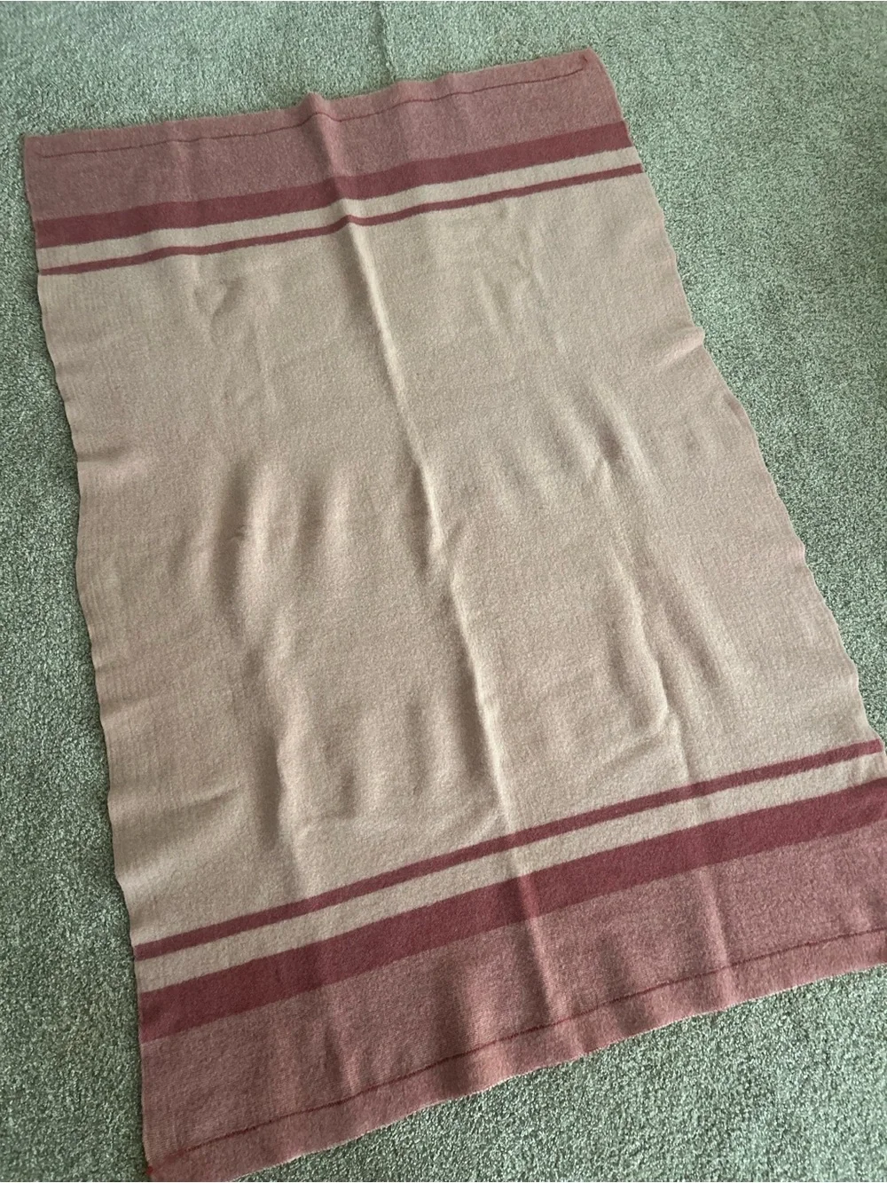Vintage St. Mary’s wool Pink Striped Throw Blanket